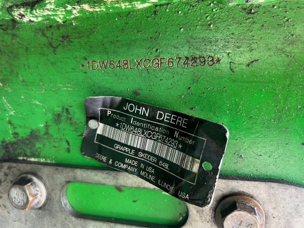2016 Deere 648L skidder serial number 1DW648LXCGF674293